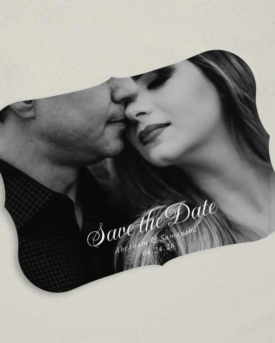 This is a 5" x 7" Save the Date Card called Dark Blooms printed in full color on Premium Smooth paper