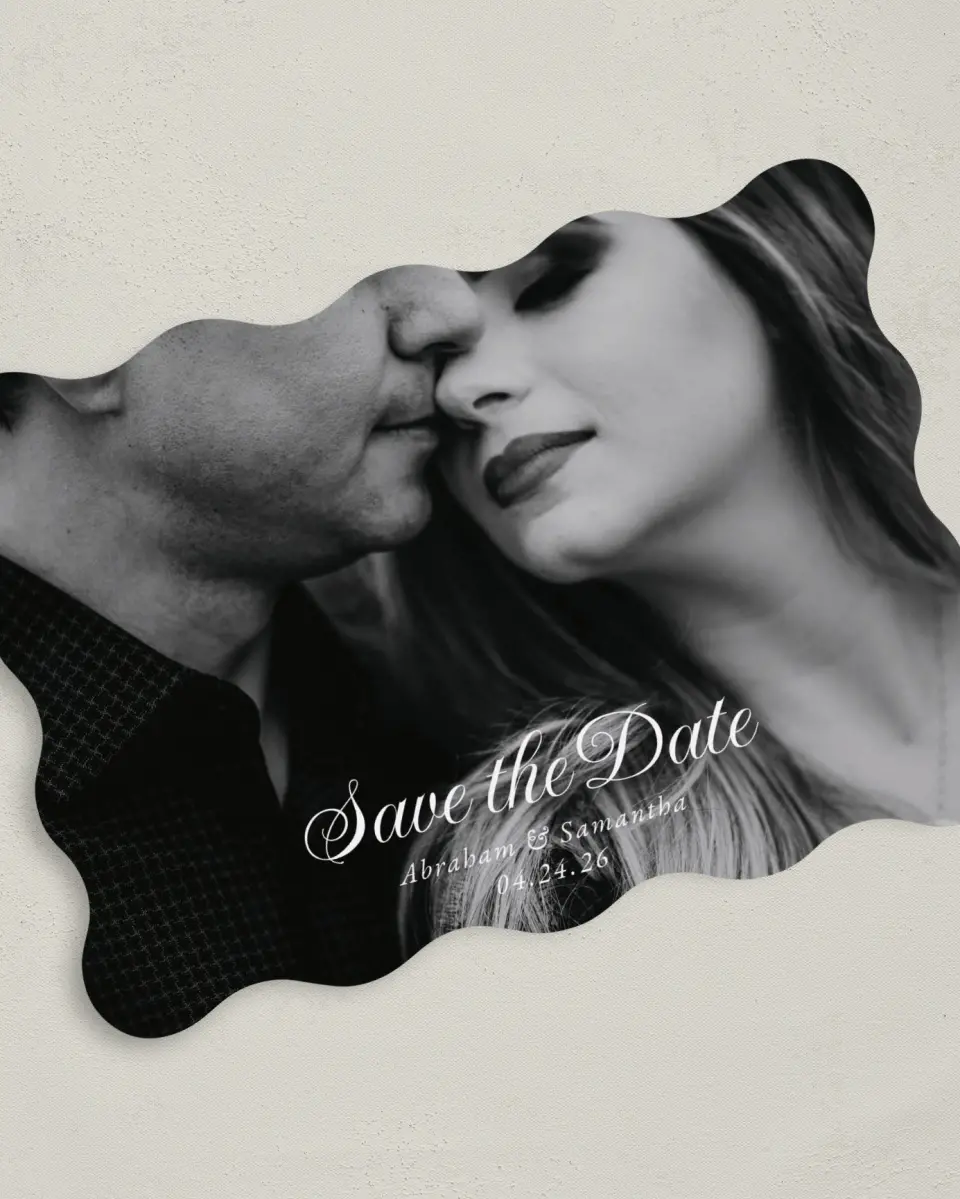 This is a 5" x 7" Save the Date Card called Dark Blooms printed in full color on Premium Smooth paper