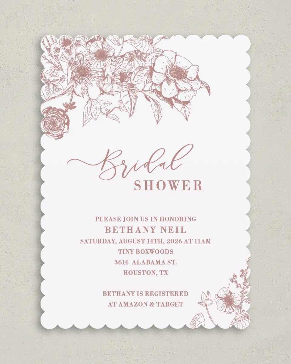 This is a 5" x 7" Bridal Shower Invitation called Spring Floral printed in full color on Premium Smooth paper