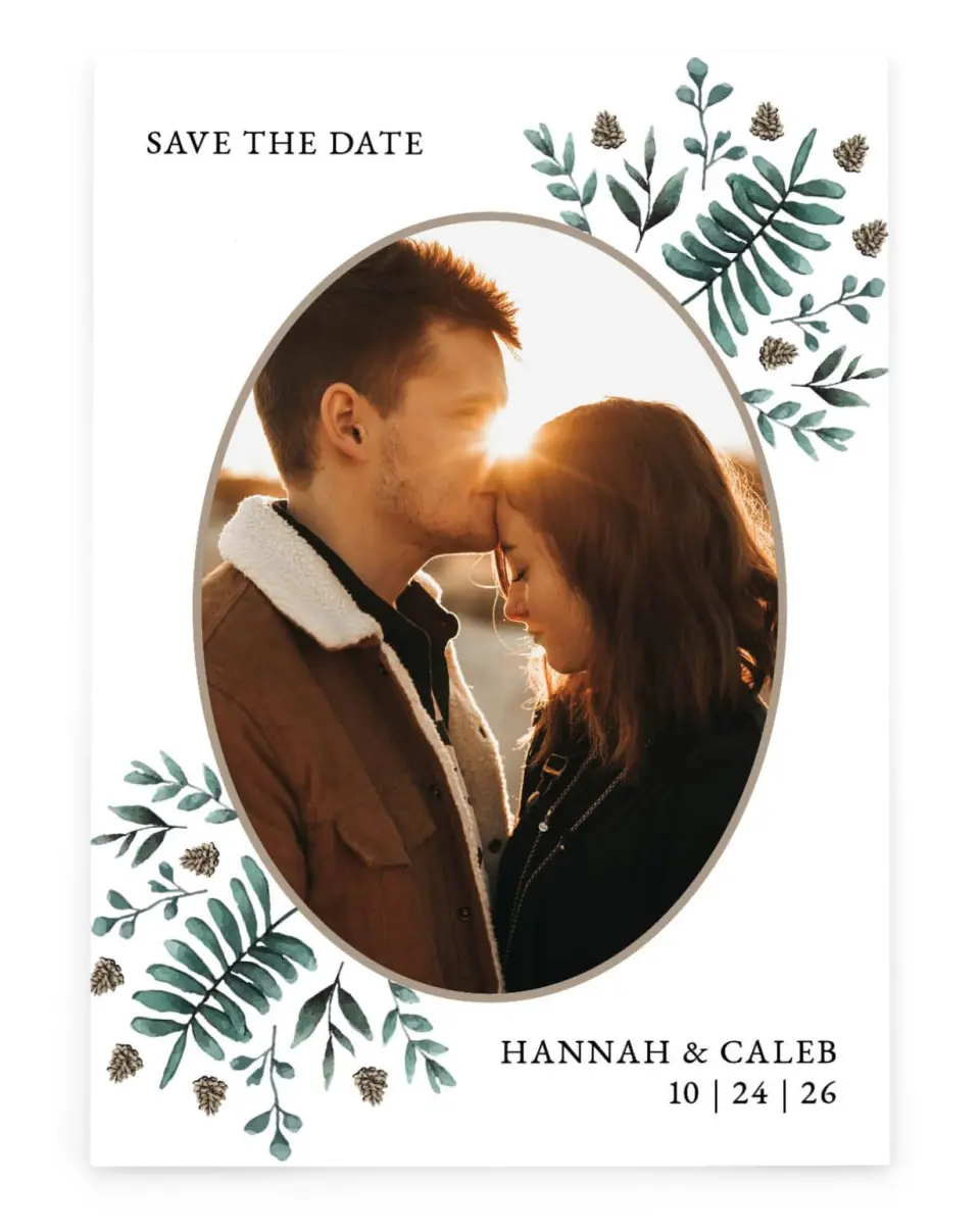 Pinecone Allure | Winter Save the Date Cards