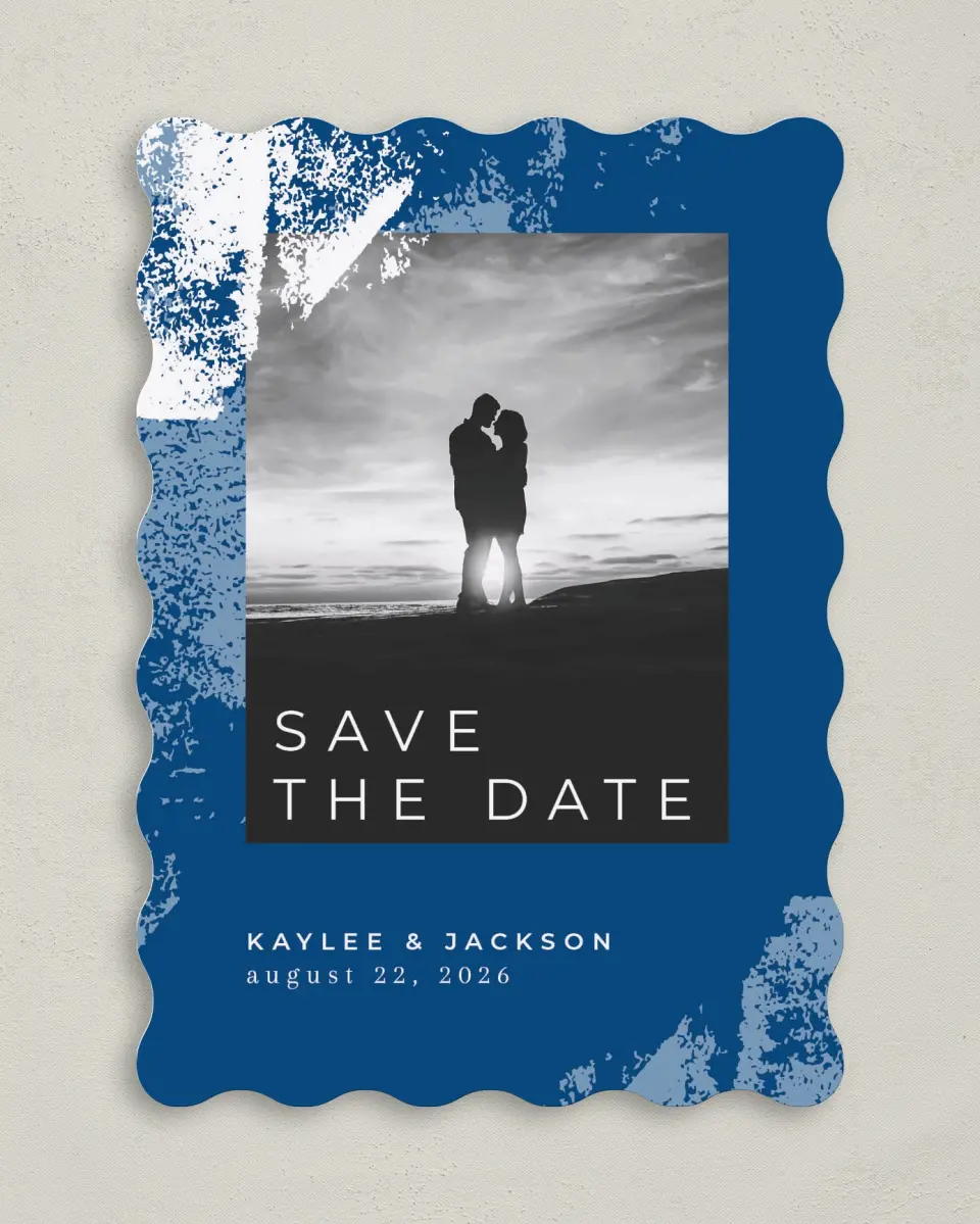 This is a 5" x 7" Save the Date Card called Set in Stone printed in full color on Premium Smooth paper