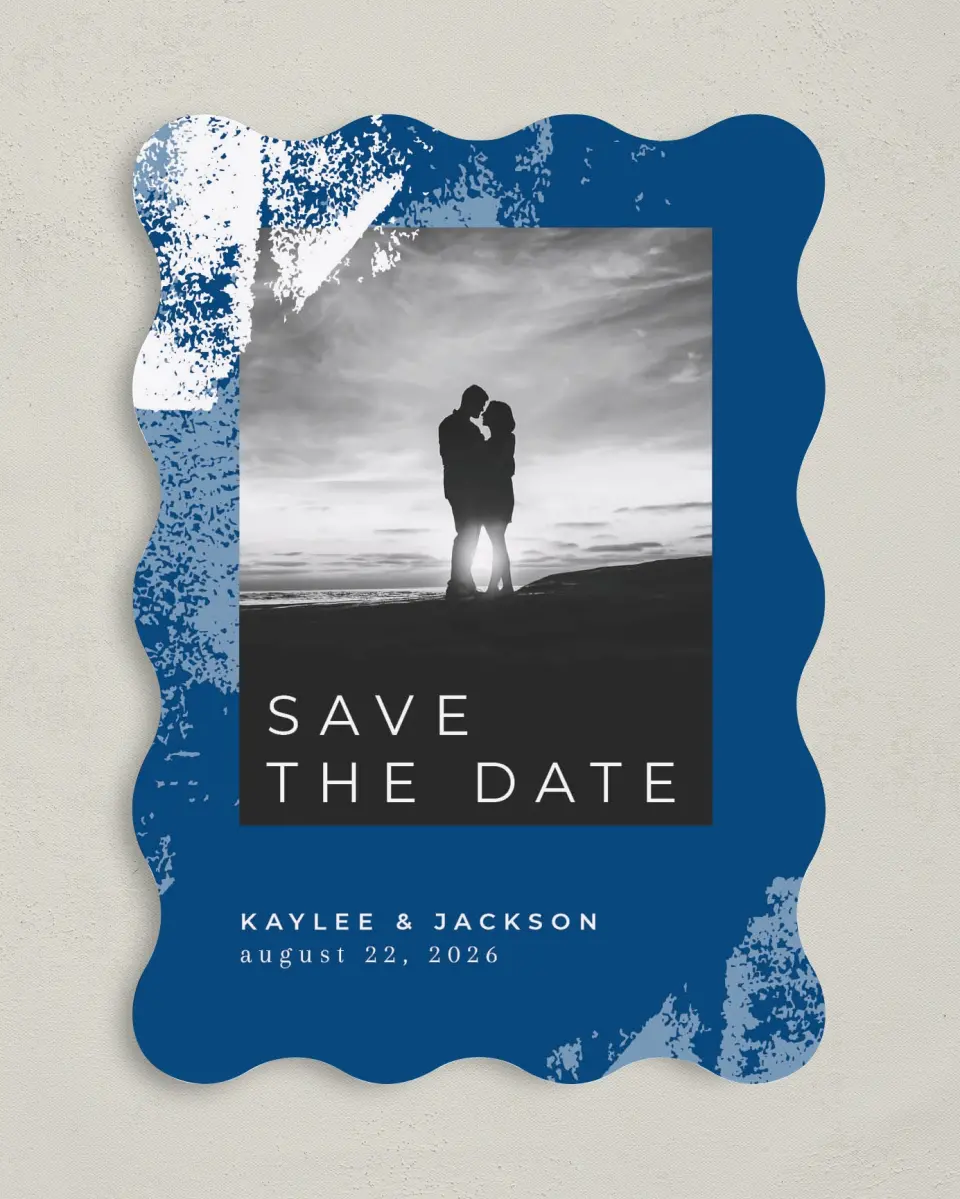 This is a 5" x 7" Save the Date Card called Set in Stone printed in full color on Premium Smooth paper