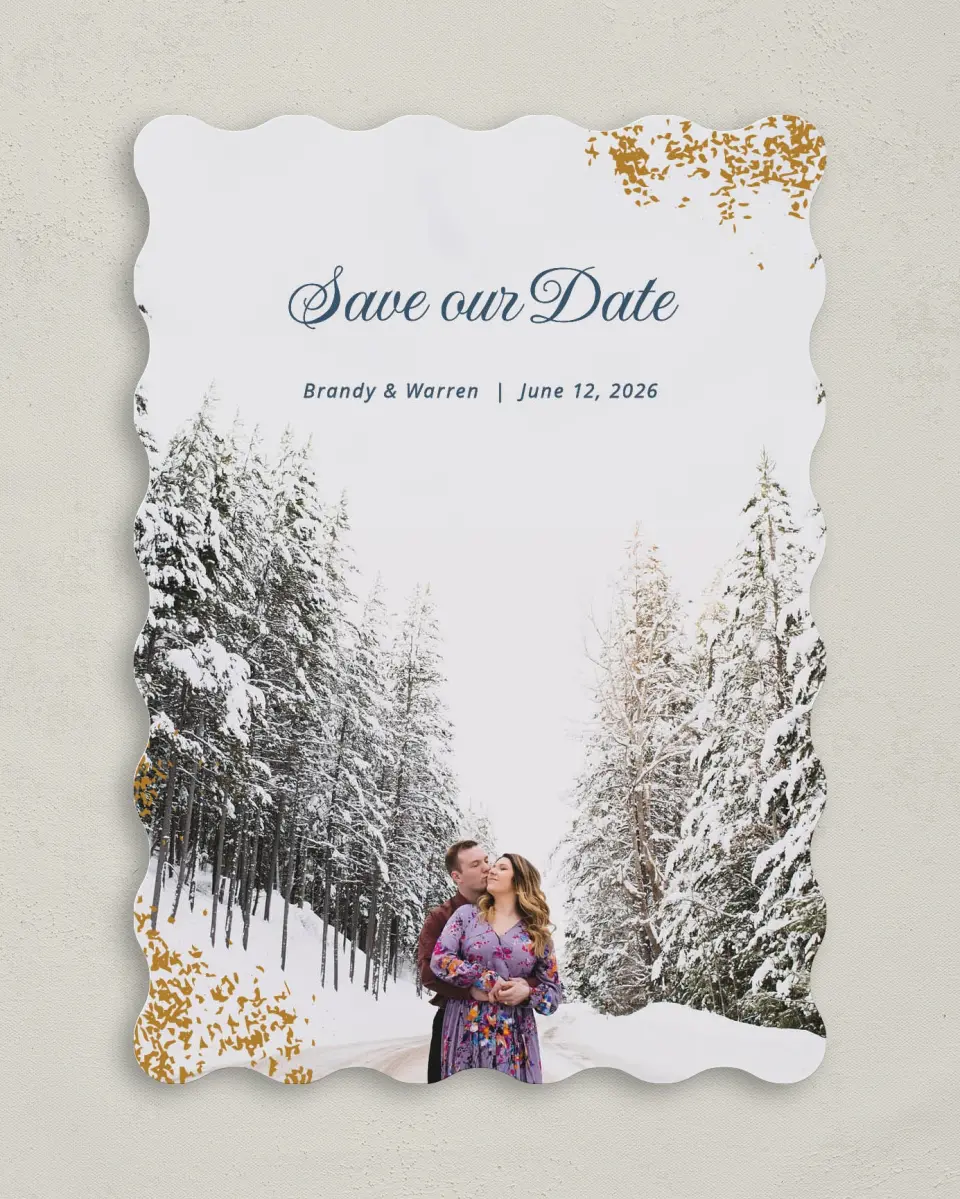 This is a 5" x 7" Save the Date Card called Dreamy Sky printed in full color on Premium Smooth paper