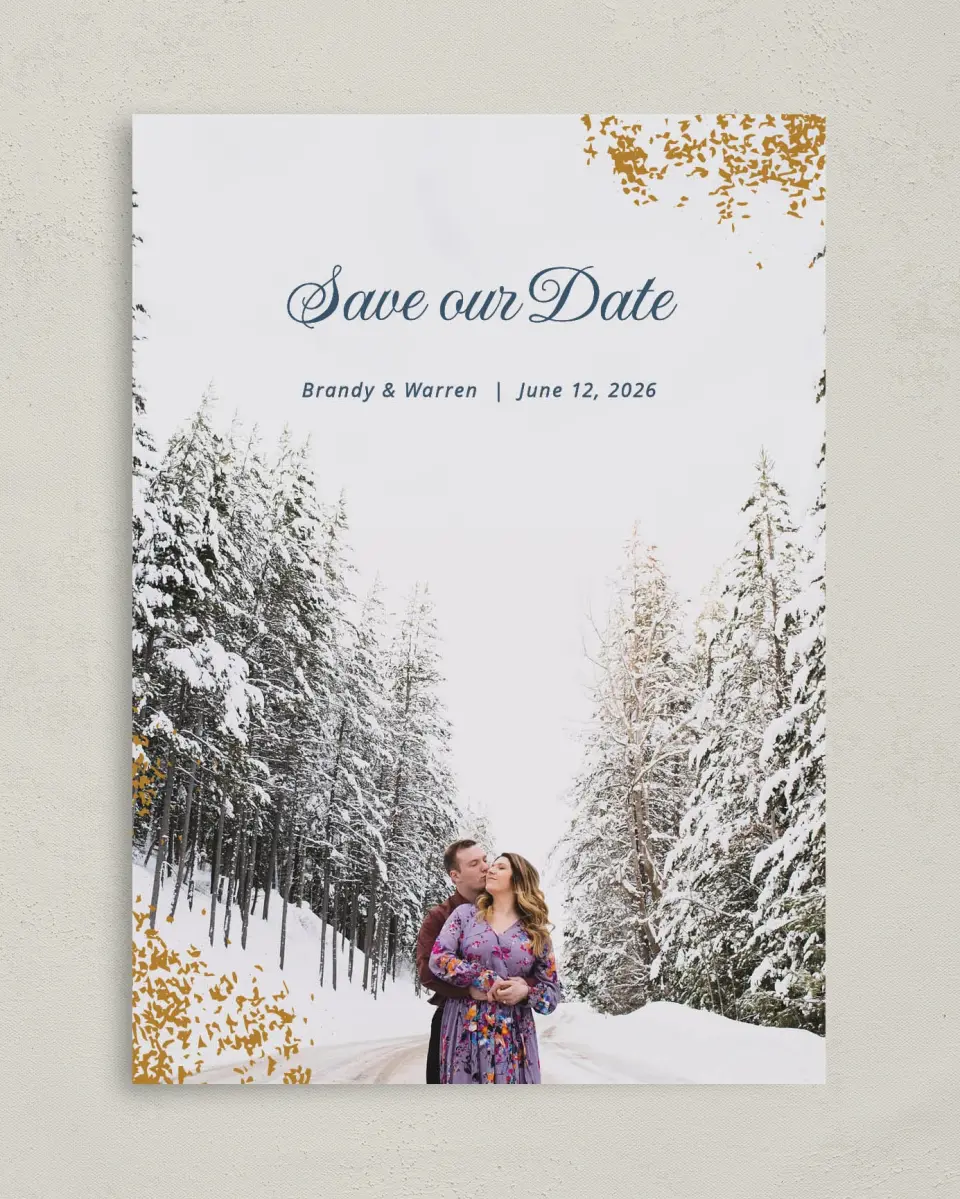 This is a 5" x 7" Save the Date Card called Dreamy Sky printed in full color on Premium Smooth paper