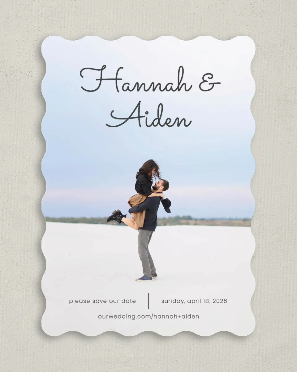 This is a 5" x 7" Save the Date Card called Watercolor Rapture printed in full color on Premium Smooth paper