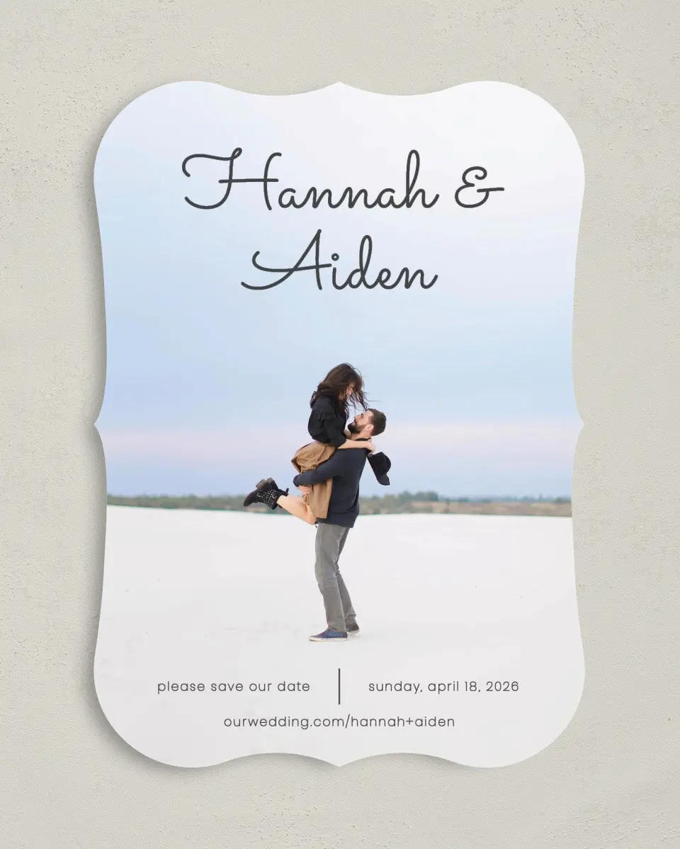 This is a 5" x 7" Save the Date Card called Watercolor Rapture printed in full color on Premium Smooth paper