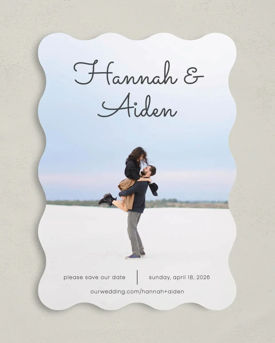 This is a 5" x 7" Save the Date Card called Watercolor Rapture printed in full color on Premium Smooth paper