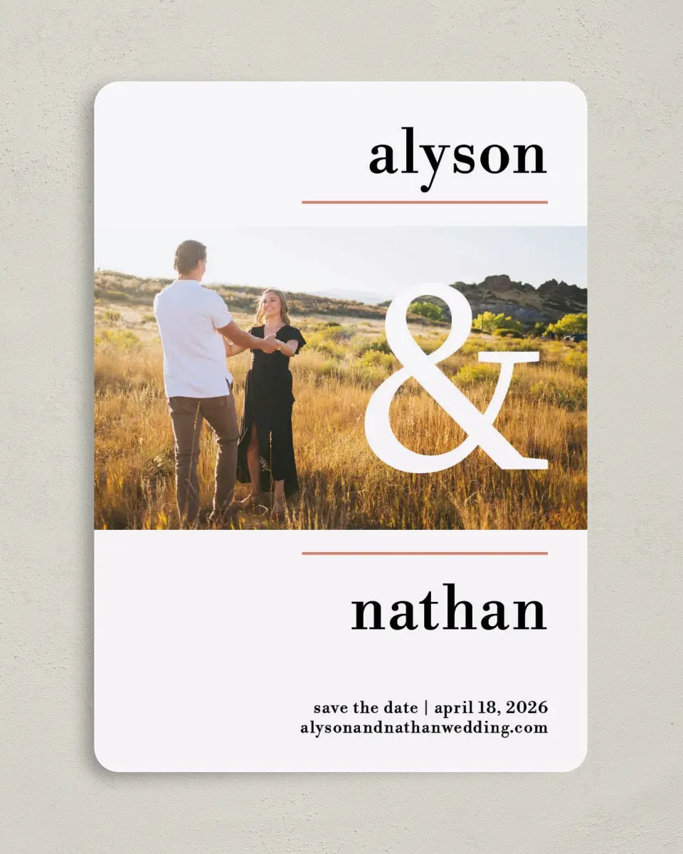 This is a 5" x 7" Save the Date Card called Dreamy Meadows printed in full color on Premium Smooth paper