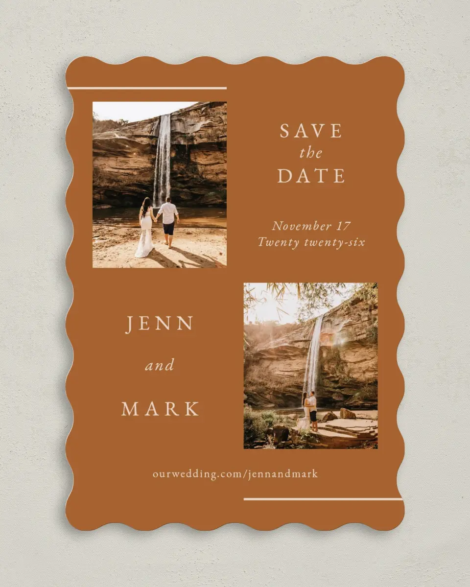 This is a 5" x 7" Save the Date Card called Adorable Duo printed in full color on Premium Smooth paper