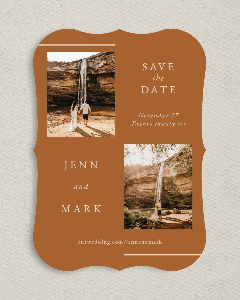 This is a 5" x 7" Save the Date Card called Adorable Duo printed in full color on Premium Smooth paper