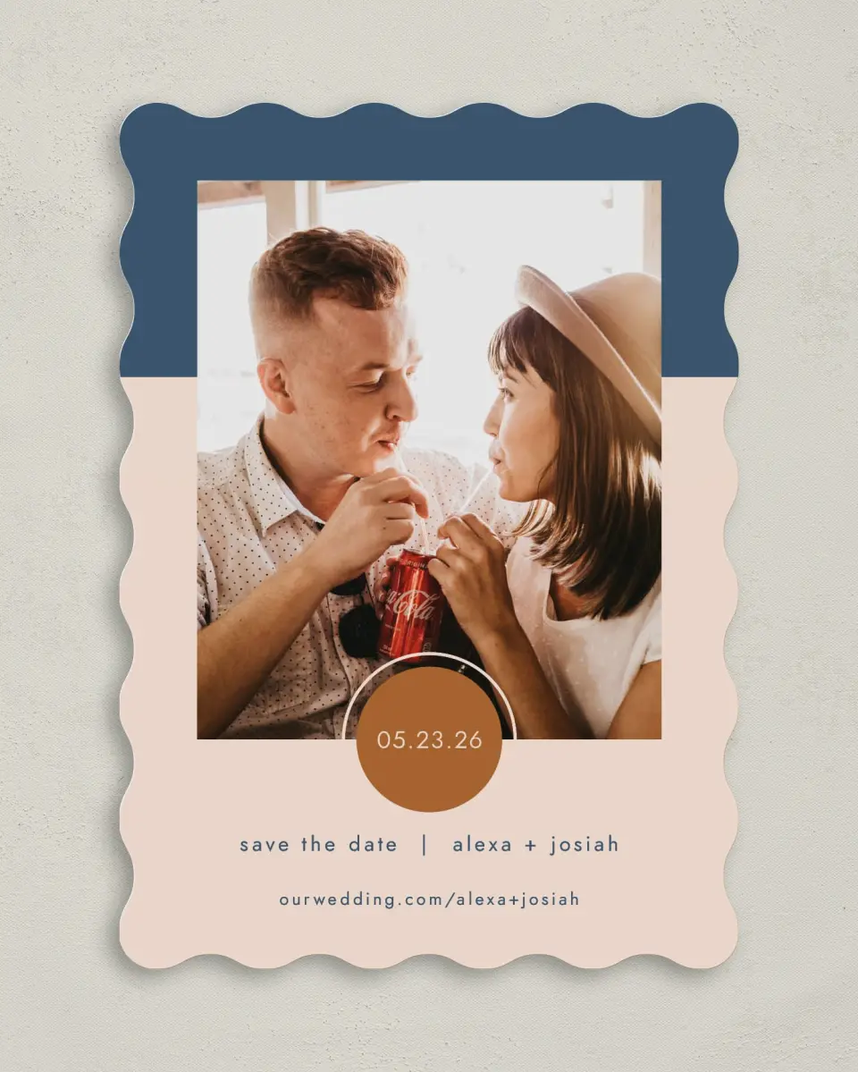 This is a 5" x 7" Save the Date Card called Our Beginning printed in full color on Premium Smooth paper