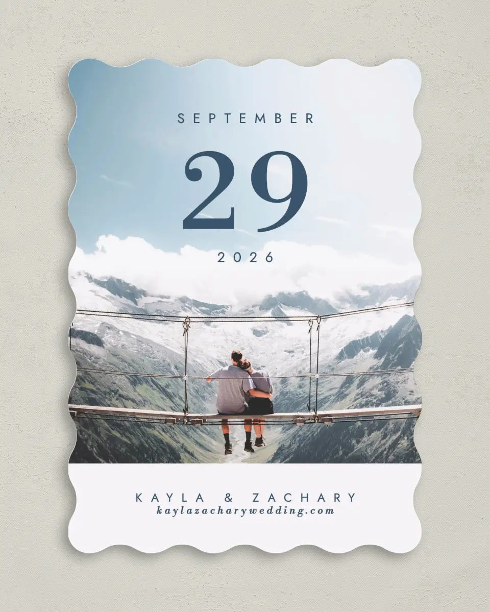 This is a 5" x 7" Save the Date Card called Perfect Picture printed in full color on Premium Smooth paper