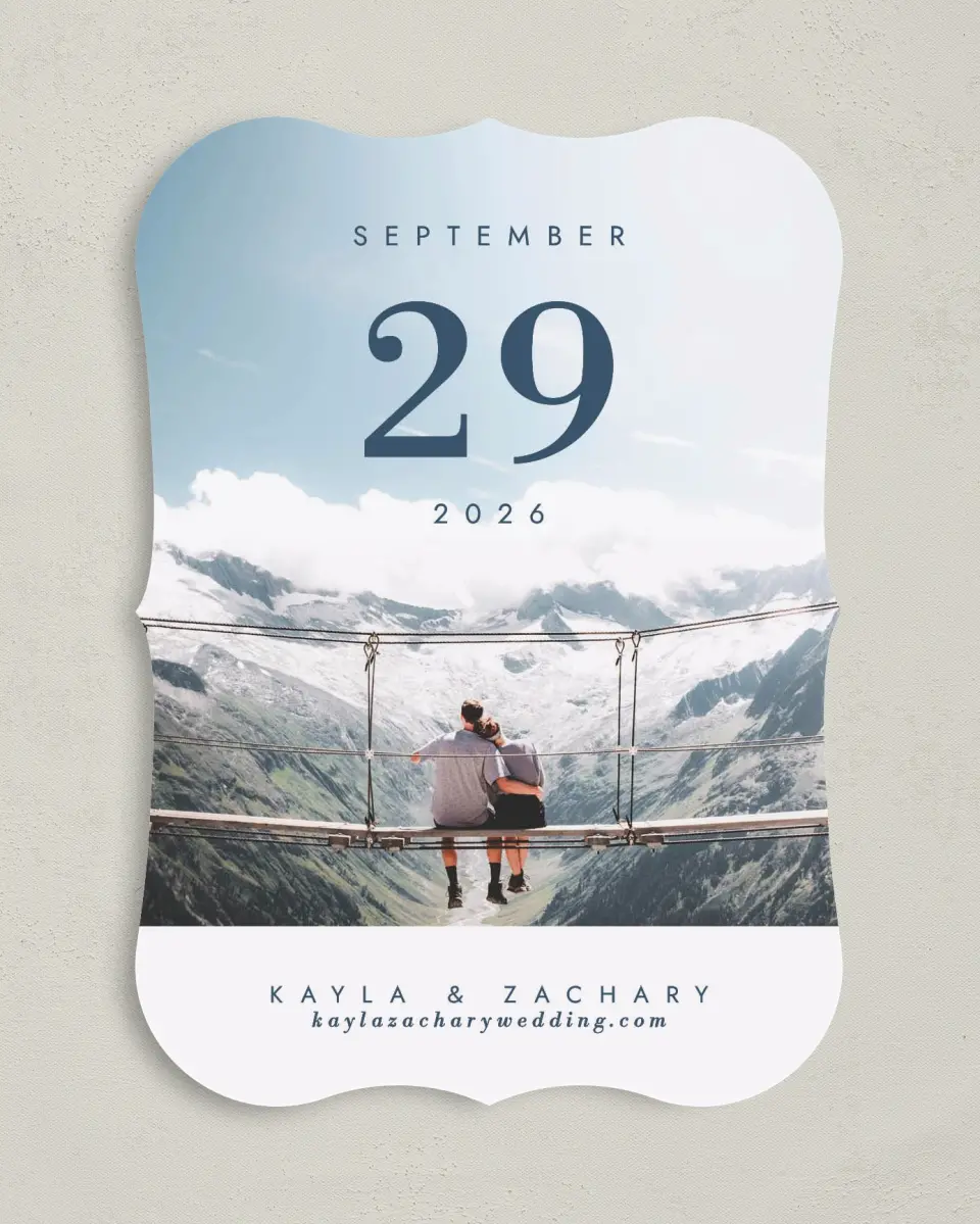 This is a 5" x 7" Save the Date Card called Perfect Picture printed in full color on Premium Smooth paper