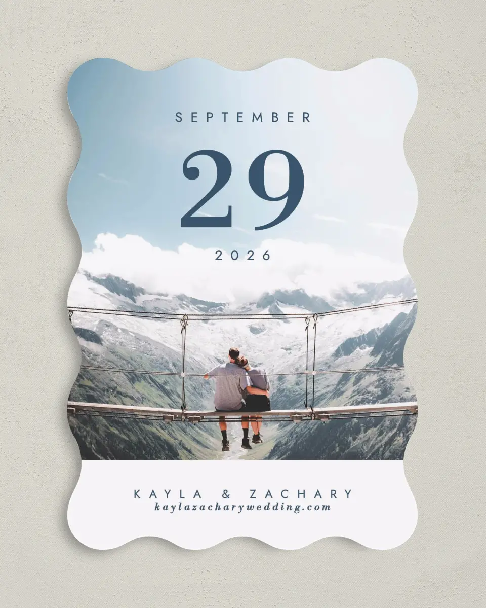 This is a 5" x 7" Save the Date Card called Perfect Picture printed in full color on Premium Smooth paper