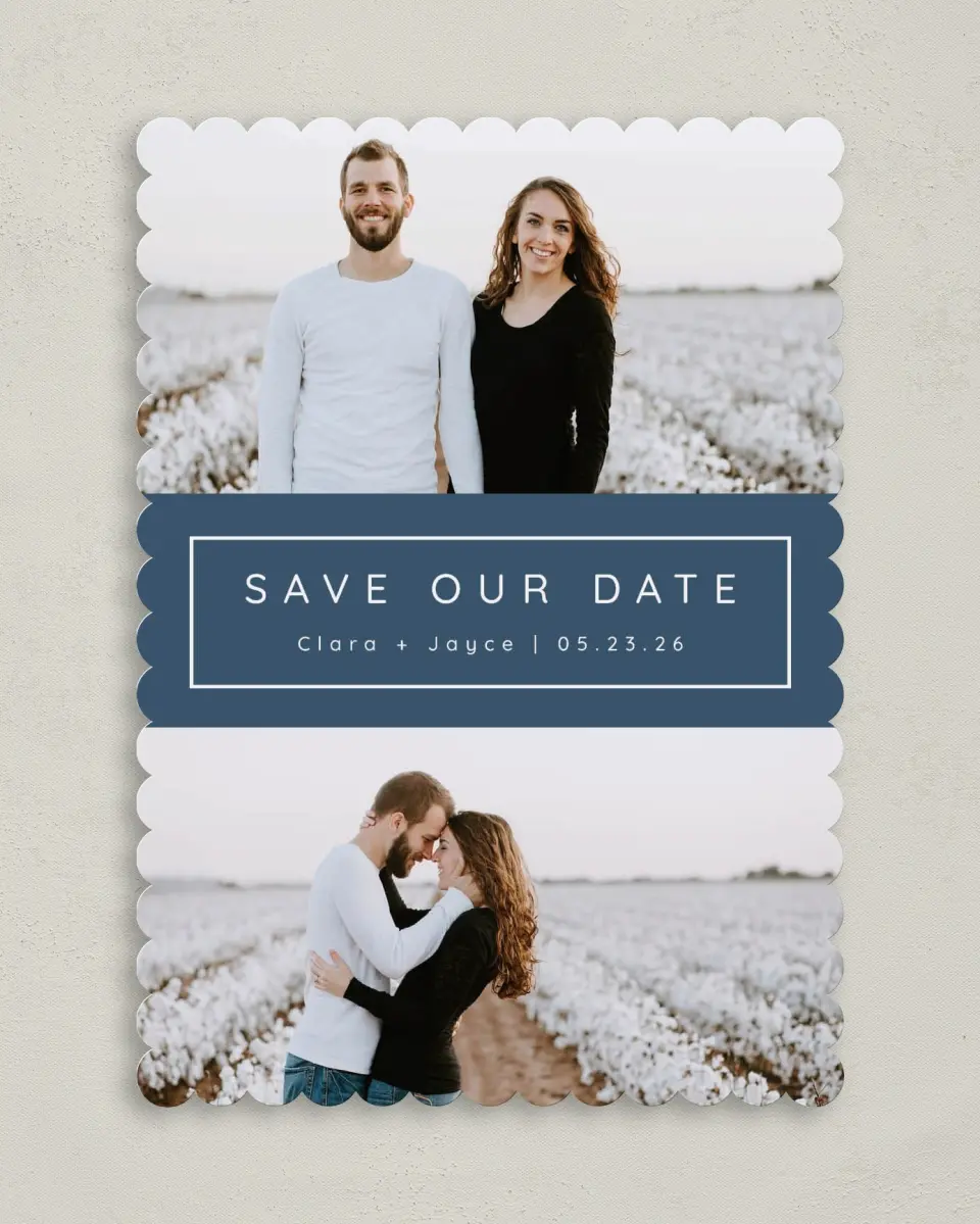 This is a 5" x 7" Save the Date Card called Field of Blooms printed in full color on Premium Smooth paper
