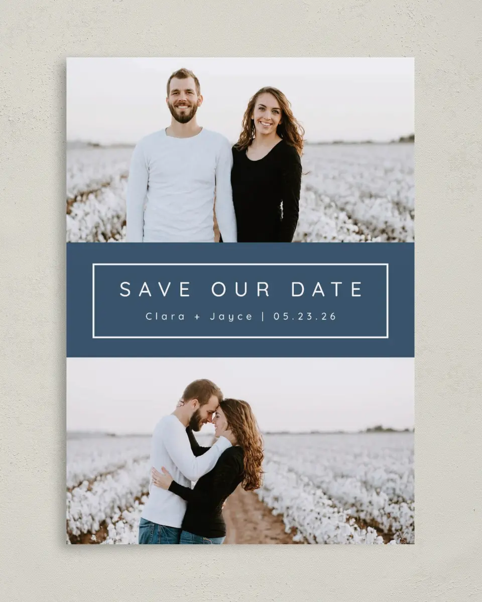 This is a 5" x 7" Save the Date Card called Field of Blooms printed in full color on Premium Smooth paper