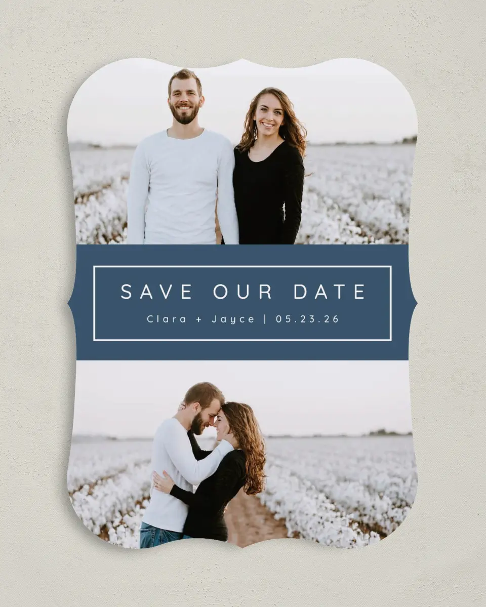 This is a 5" x 7" Save the Date Card called Field of Blooms printed in full color on Premium Smooth paper