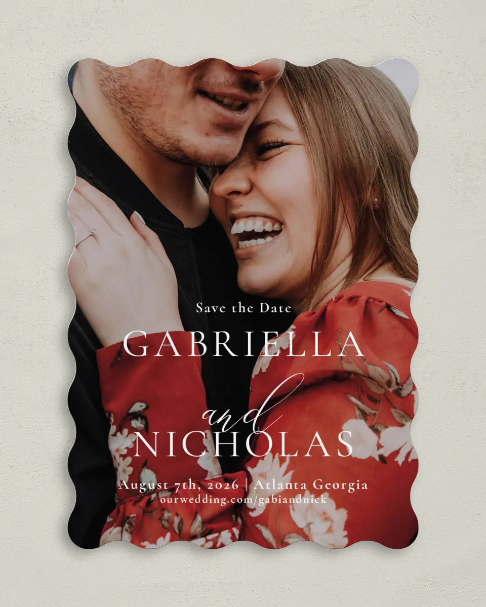 This is a 5" x 7" Save the Date Card called Minimalist Type printed in full color on Premium Smooth paper