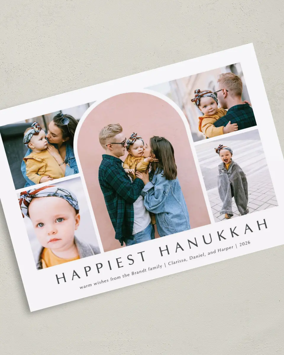 This is a 5" x 7" Hanukkah Card called Glorious Arch printed in full color on Premium Smooth paper