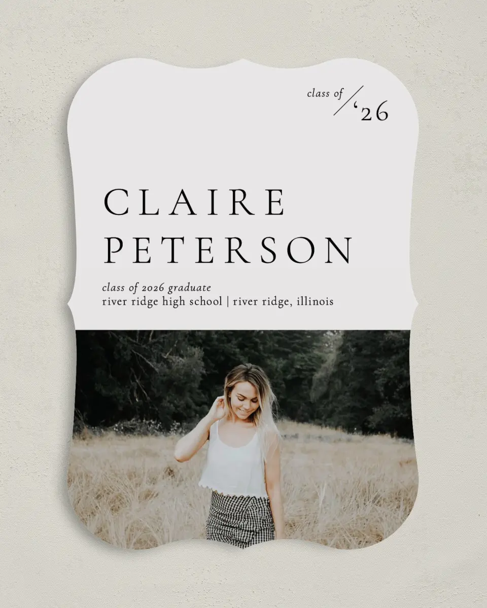 This is a 5" x 7" Graduation Announcement Card called Dashing Grad printed in full color on Premium Smooth paper