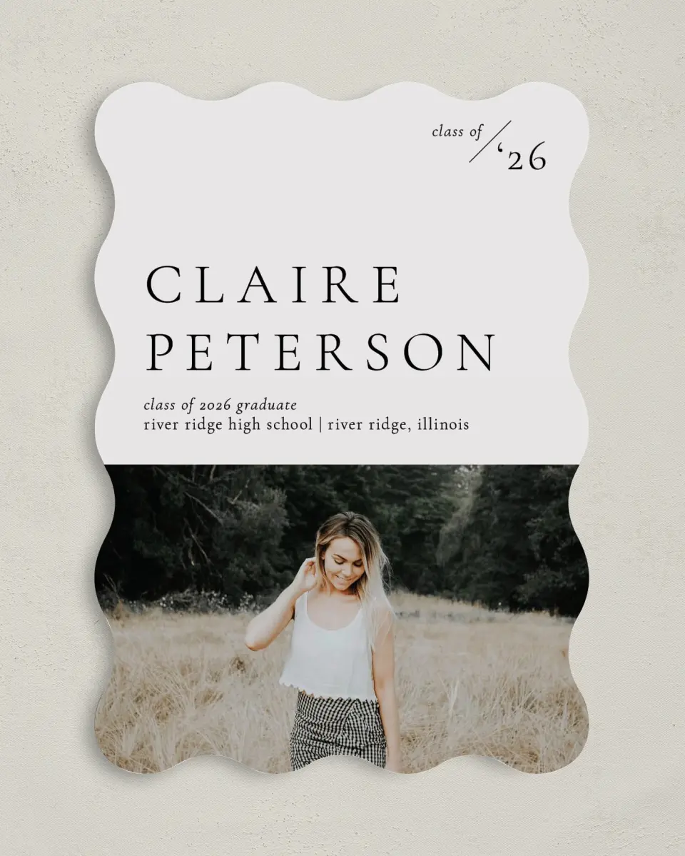 This is a 5" x 7" Graduation Announcement Card called Dashing Grad printed in full color on Premium Smooth paper