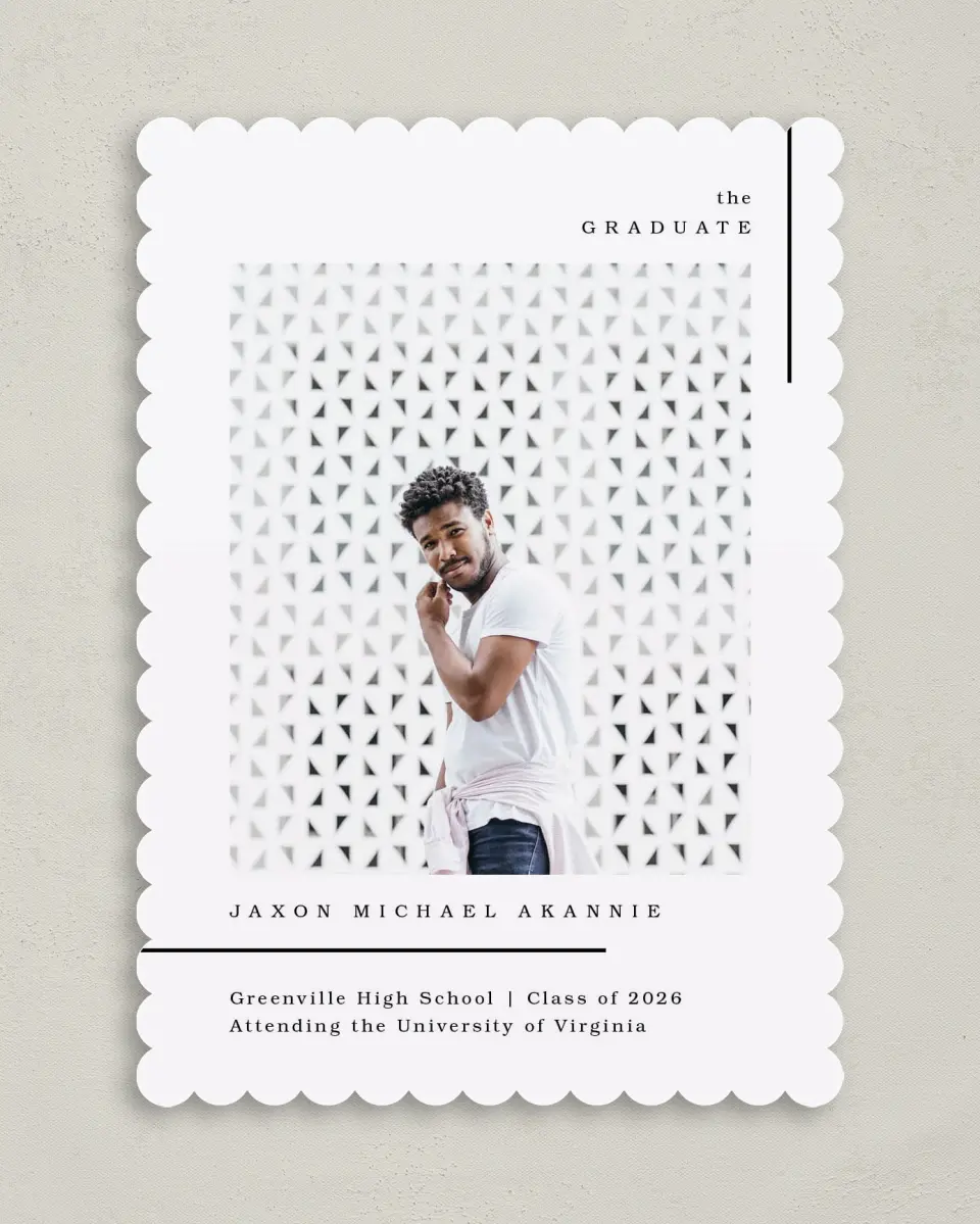 This is a 5" x 7" Graduation Announcement Card called Rewarding Day printed in full color on Premium Smooth paper