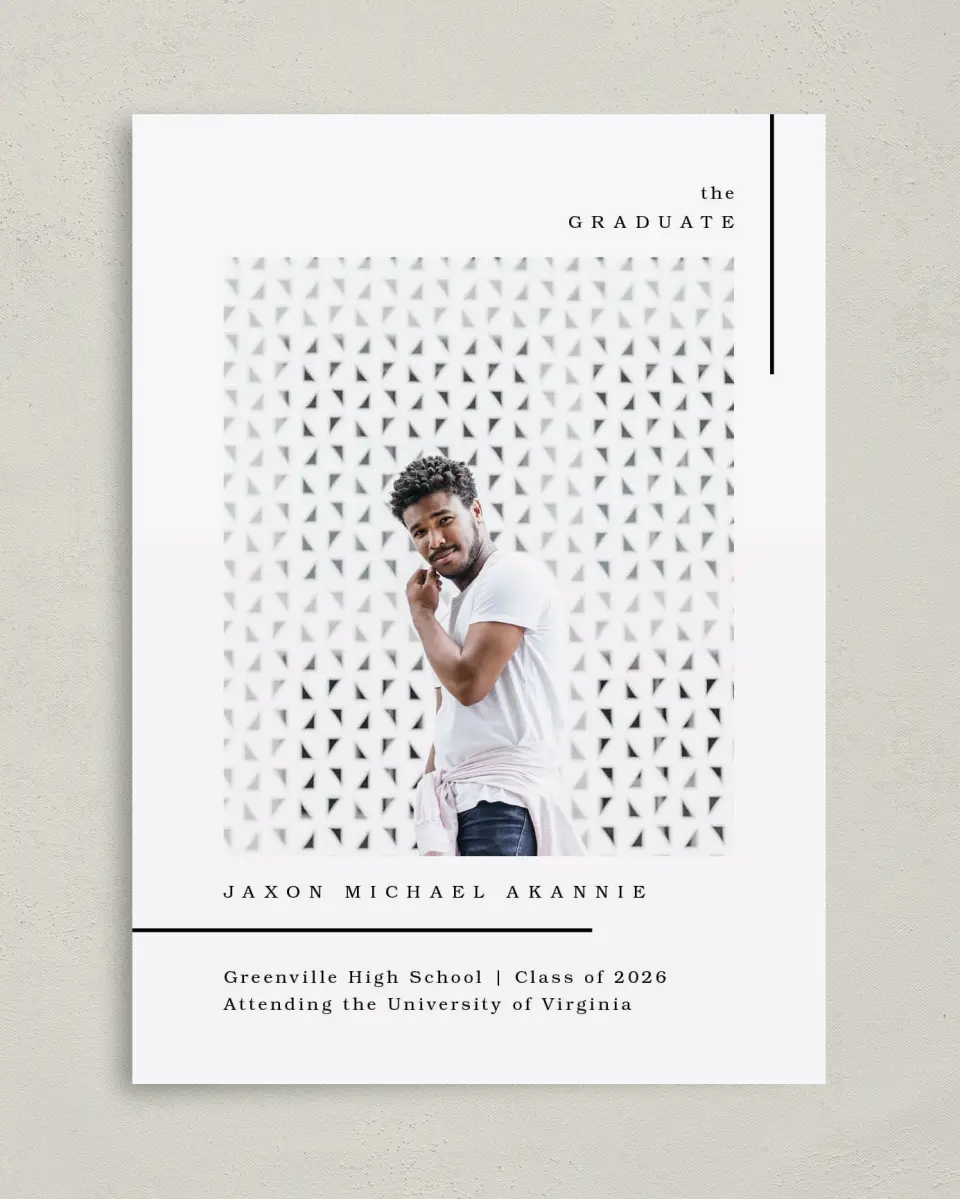 This is a 5" x 7" Graduation Announcement Card called Rewarding Day printed in full color on Premium Smooth paper