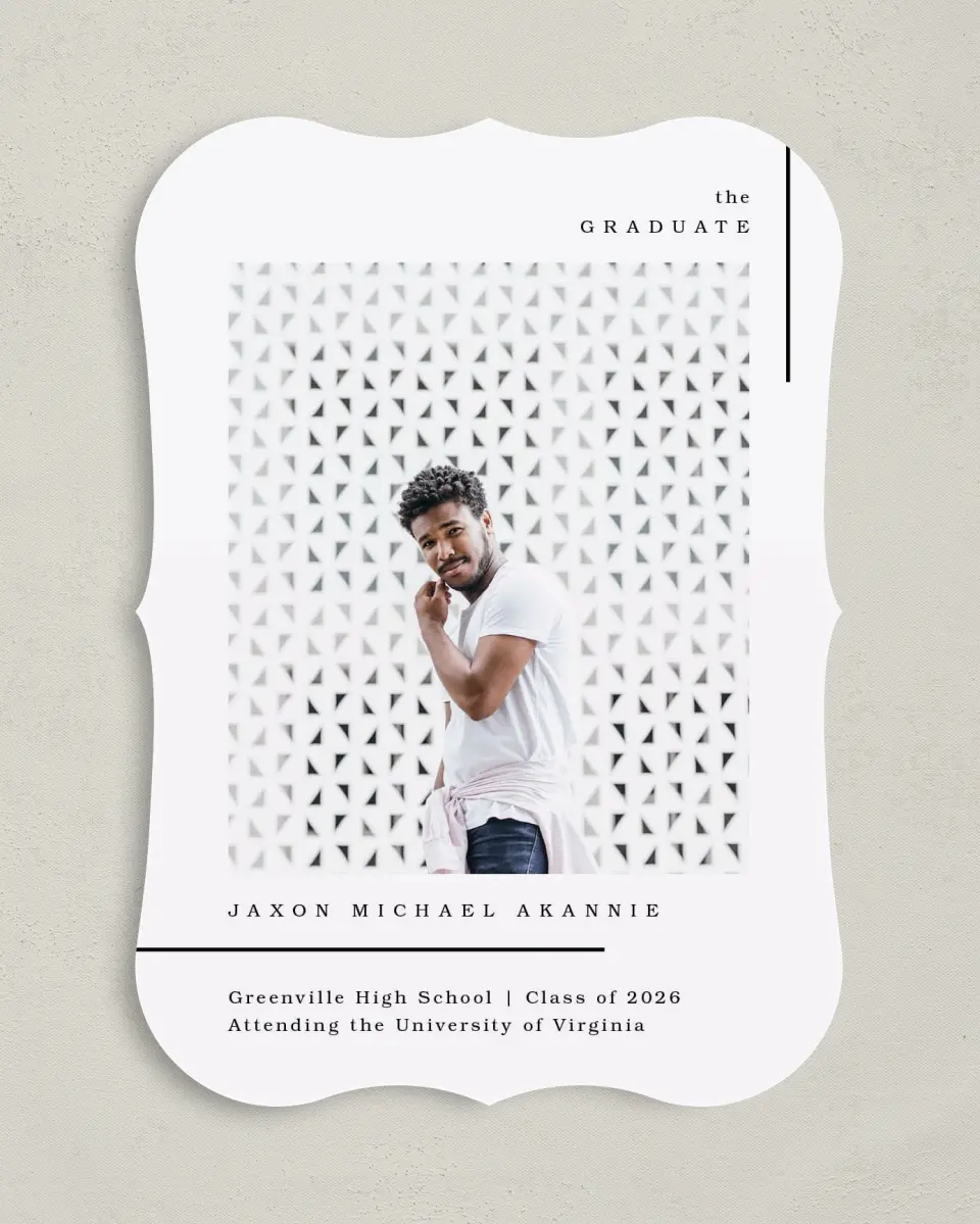 This is a 5" x 7" Graduation Announcement Card called Rewarding Day printed in full color on Premium Smooth paper