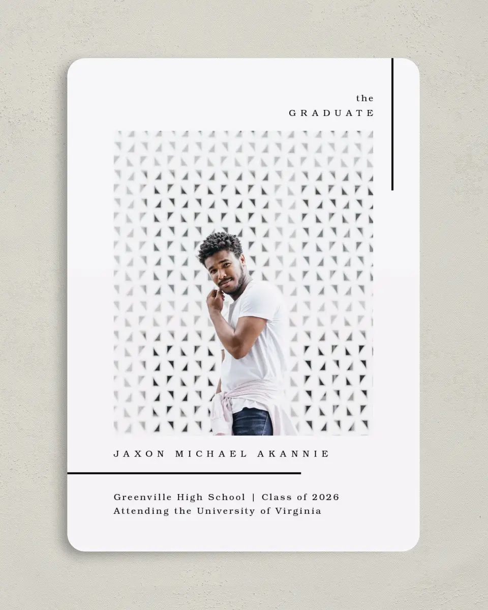 This is a 5" x 7" Graduation Announcement Card called Rewarding Day printed in full color on Premium Smooth paper