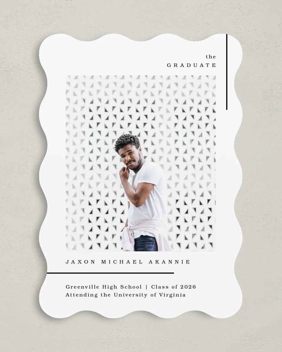 This is a 5" x 7" Graduation Announcement Card called Rewarding Day printed in full color on Premium Smooth paper