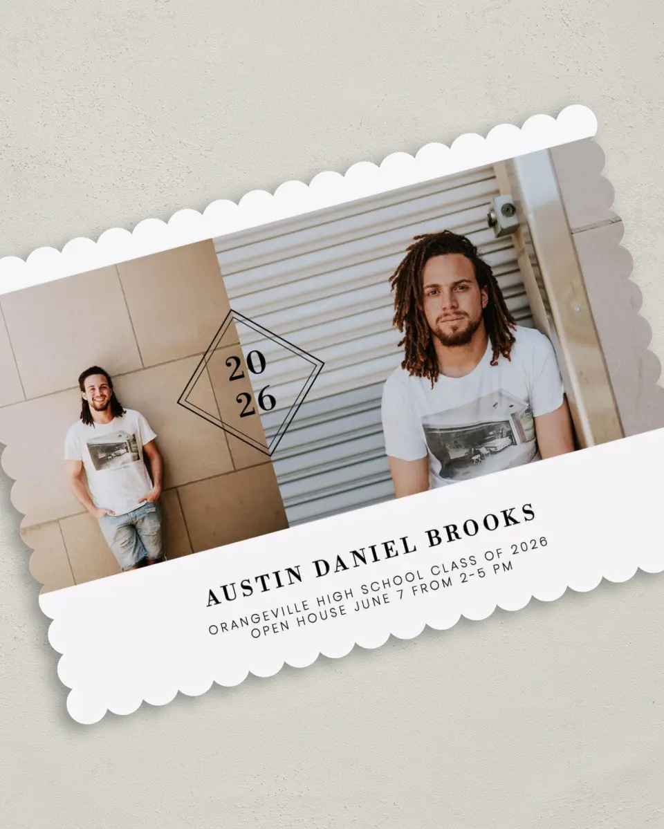 This is a 5" x 7" Graduation Announcement Card called Diploma Diamond printed in full color on Premium Smooth paper