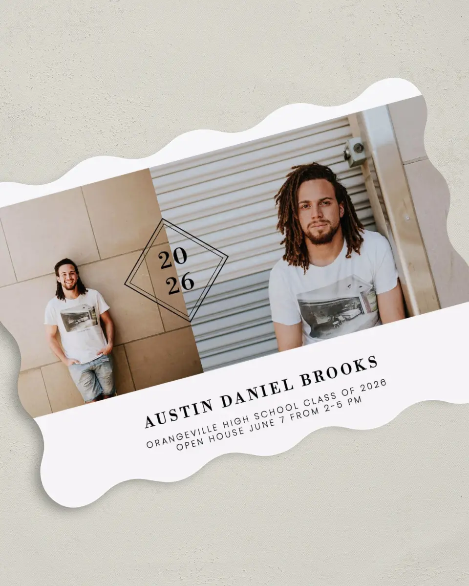 This is a 5" x 7" Graduation Announcement Card called Diploma Diamond printed in full color on Premium Smooth paper