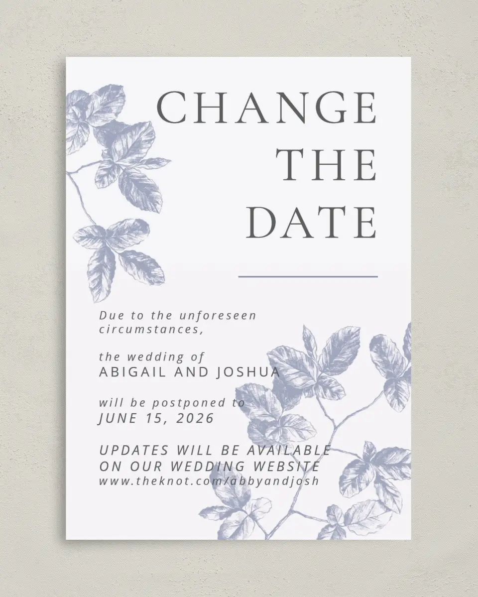 This is a 5" x 7" Change the Date Card called New Wedding Announcement printed in full color on Premium Smooth paper