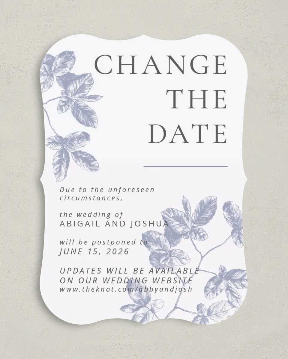 This is a 5" x 7" Change the Date Card called New Wedding Announcement printed in full color on Premium Smooth paper