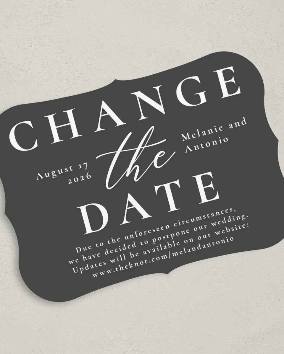 This is a 5" x 7" Change the Date Card called Change the Date printed in full color on Premium Smooth paper