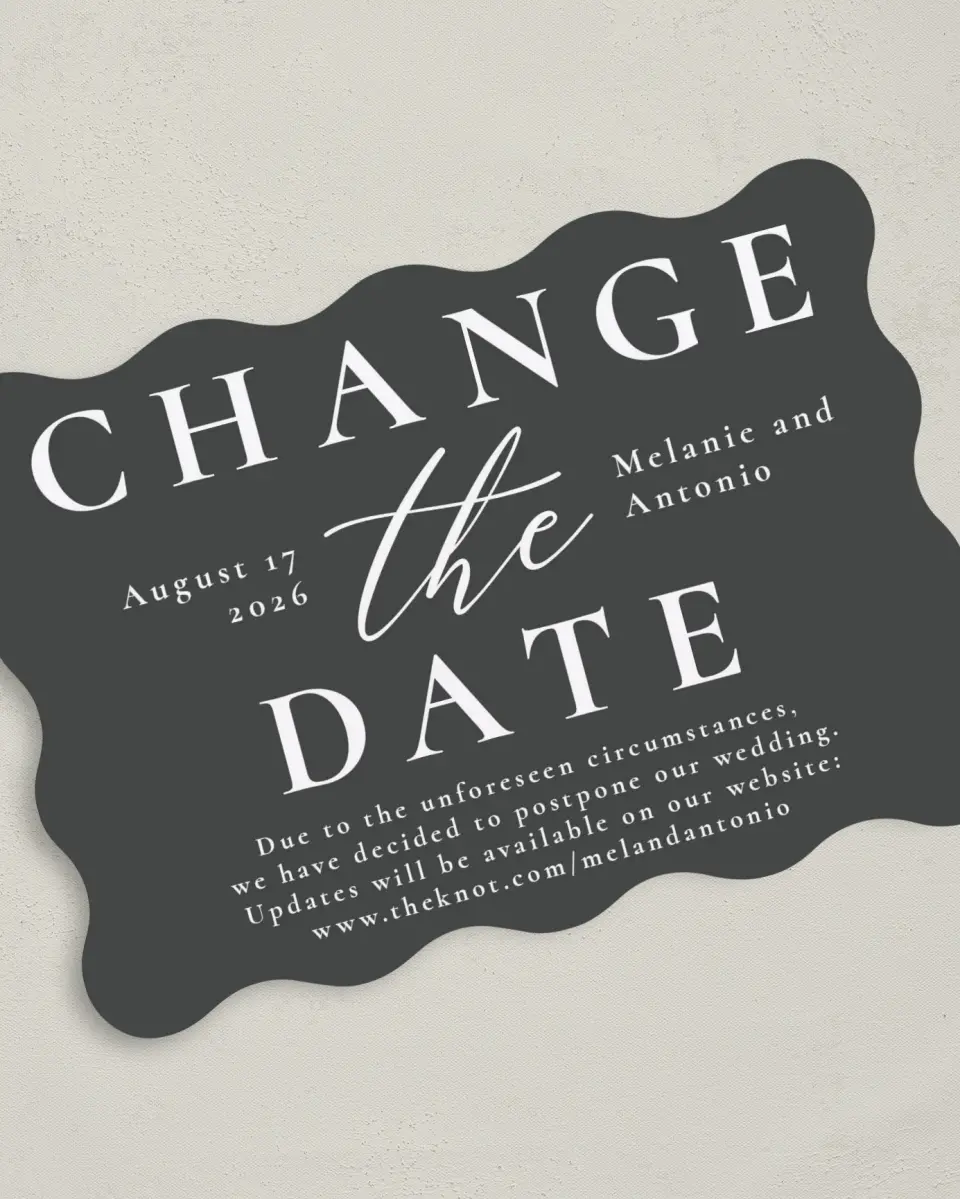 This is a 5" x 7" Change the Date Card called Change the Date printed in full color on Premium Smooth paper