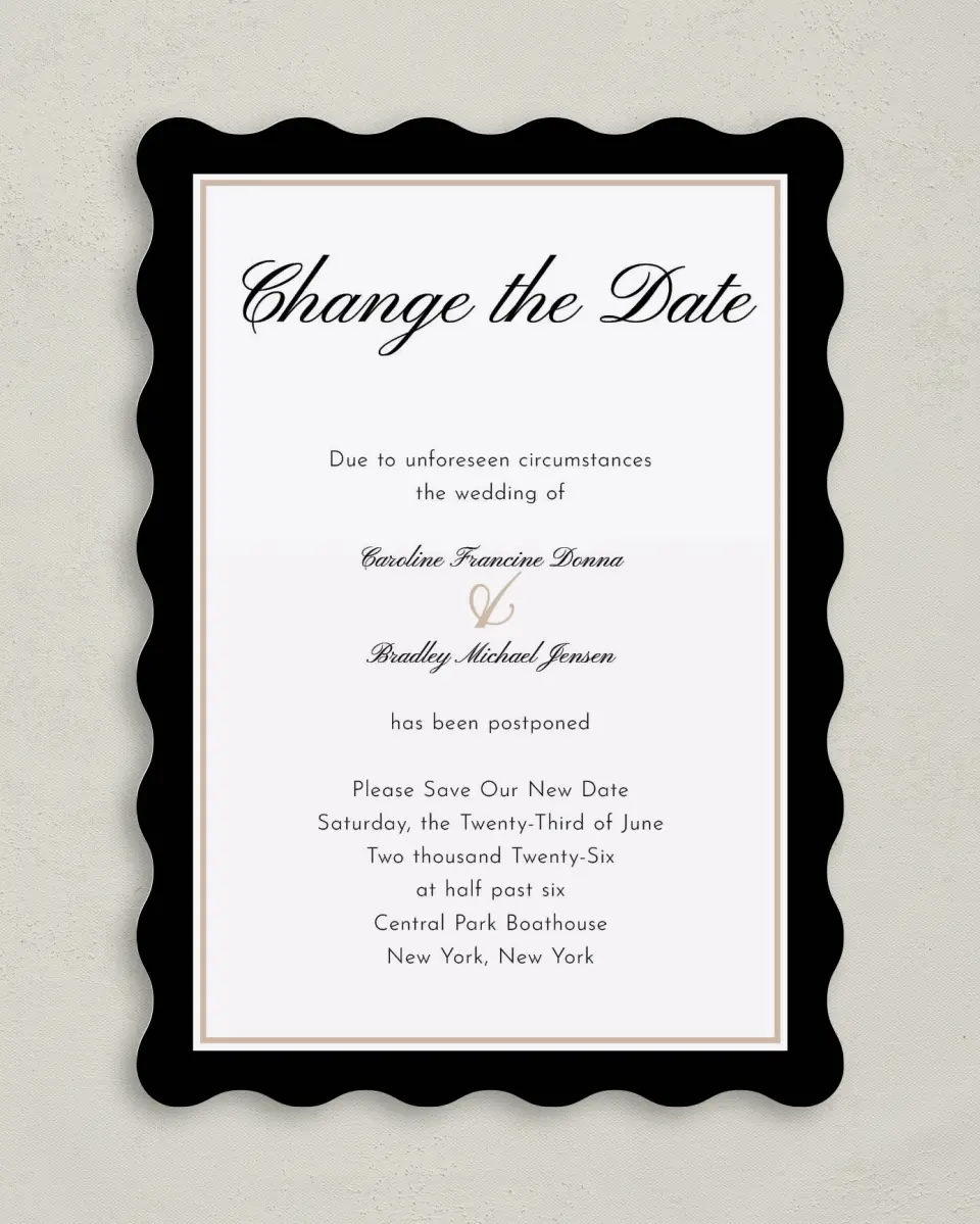 This is a 5" x 7" Change the Date Card called New Plan printed in full color on Premium Smooth paper