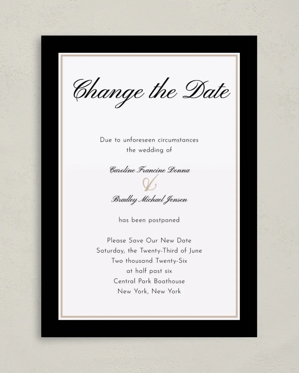 This is a 5" x 7" Change the Date Card called New Plan printed in full color on Premium Smooth paper