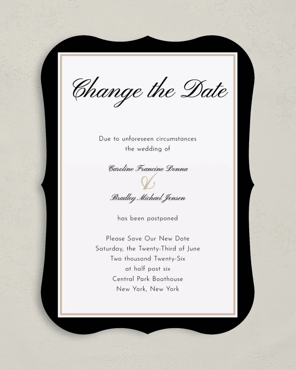 This is a 5" x 7" Change the Date Card called New Plan printed in full color on Premium Smooth paper