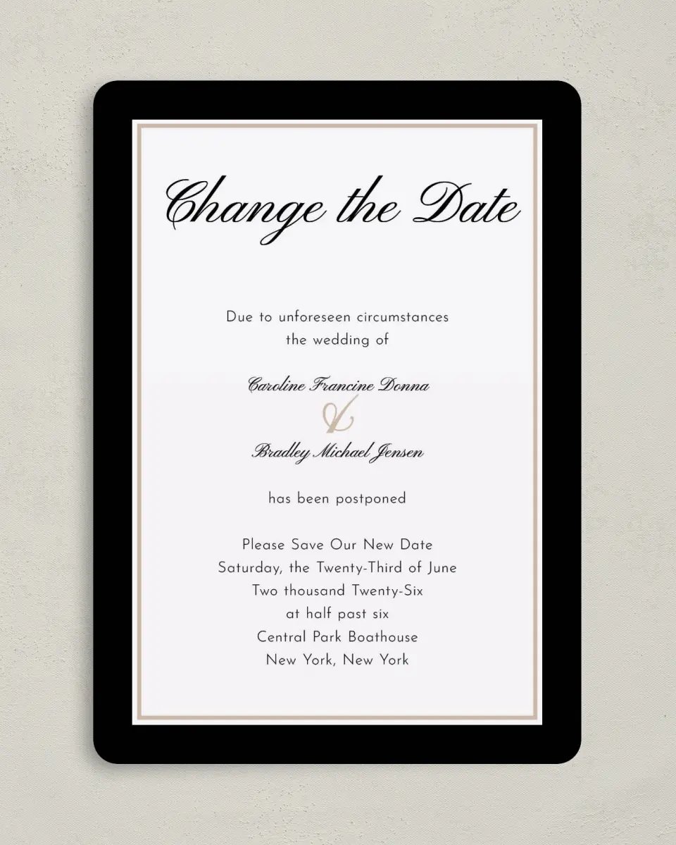 This is a 5" x 7" Change the Date Card called New Plan printed in full color on Premium Smooth paper