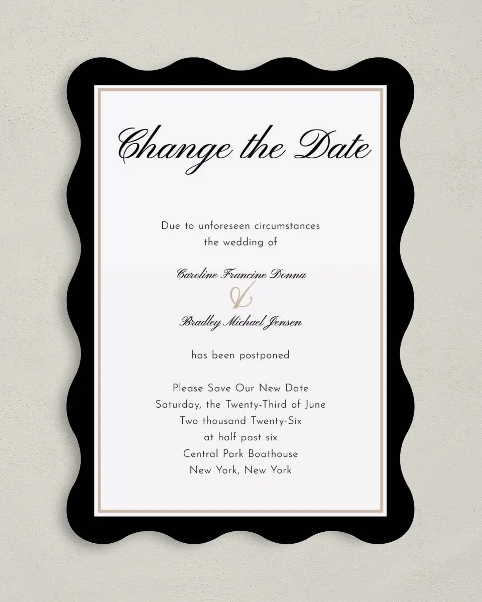 This is a 5" x 7" Change the Date Card called New Plan printed in full color on Premium Smooth paper