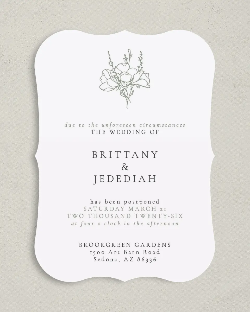 This is a 5" x 7" Change the Date Card called Resave the Date printed in full color on Premium Smooth paper