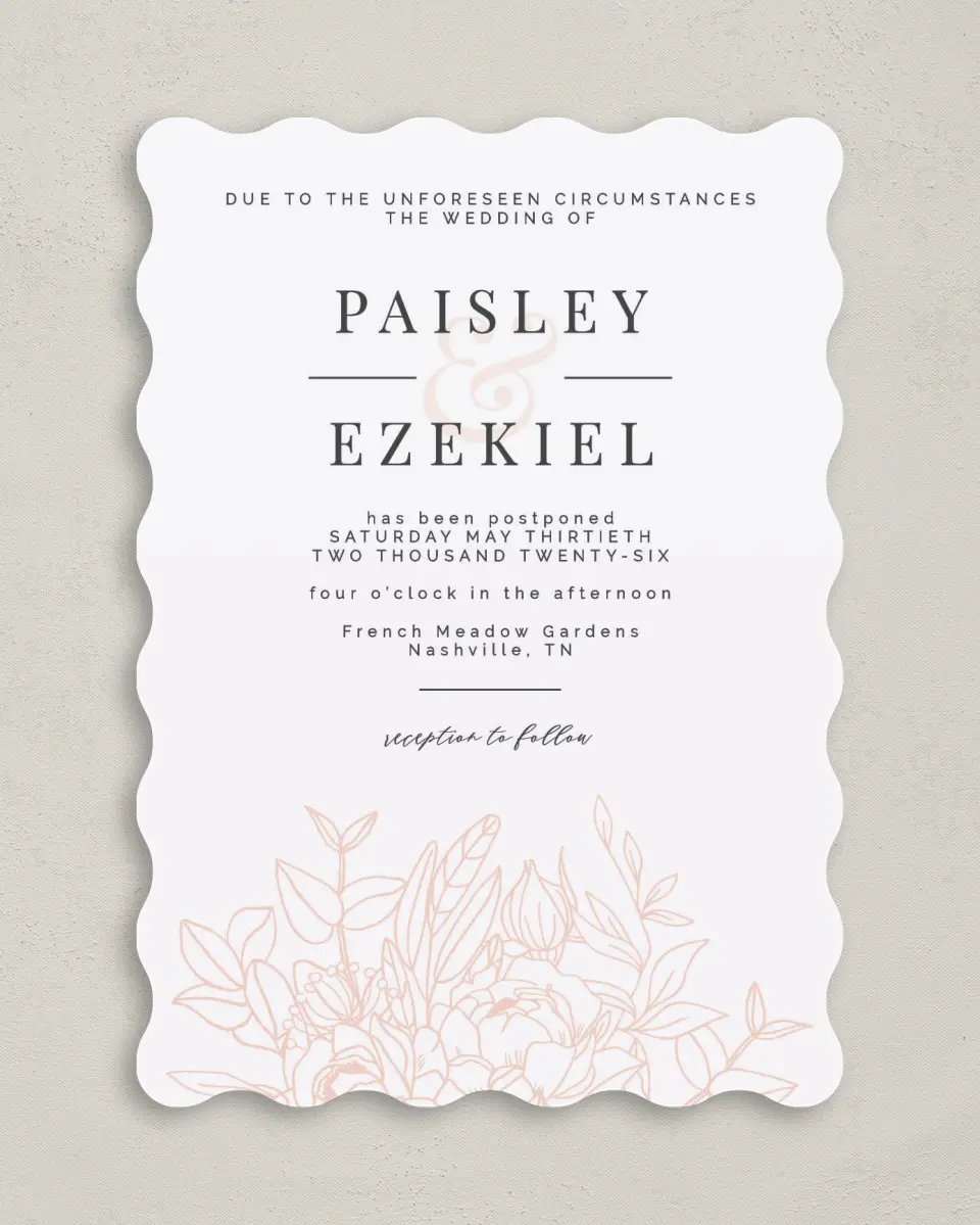 This is a 5" x 7" Change the Date Card called Same Place. Same Time. New Date. printed in full color on Premium Smooth paper