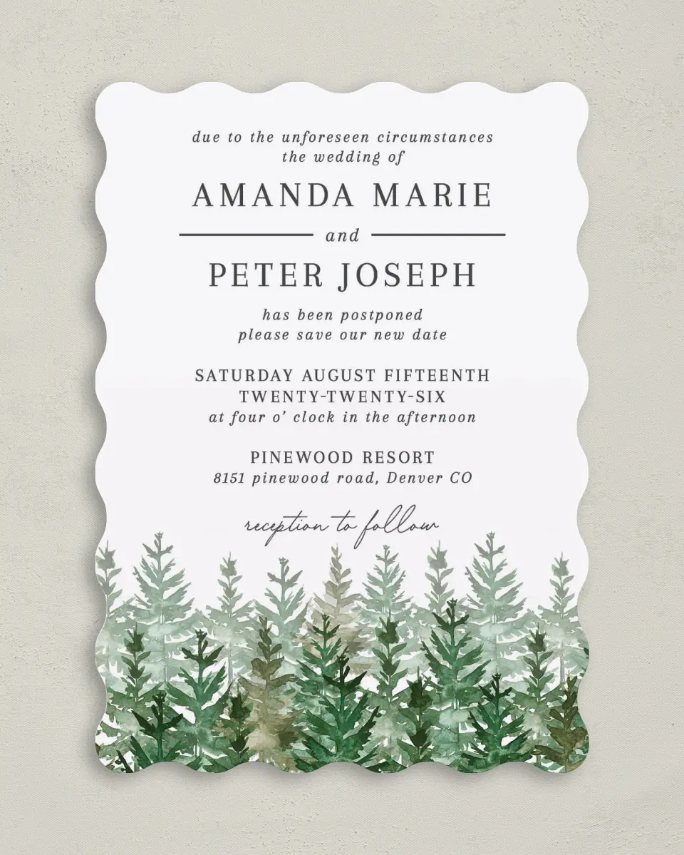 This is a 5" x 7" Change the Date Card called Circumstances printed in full color on Premium Smooth paper