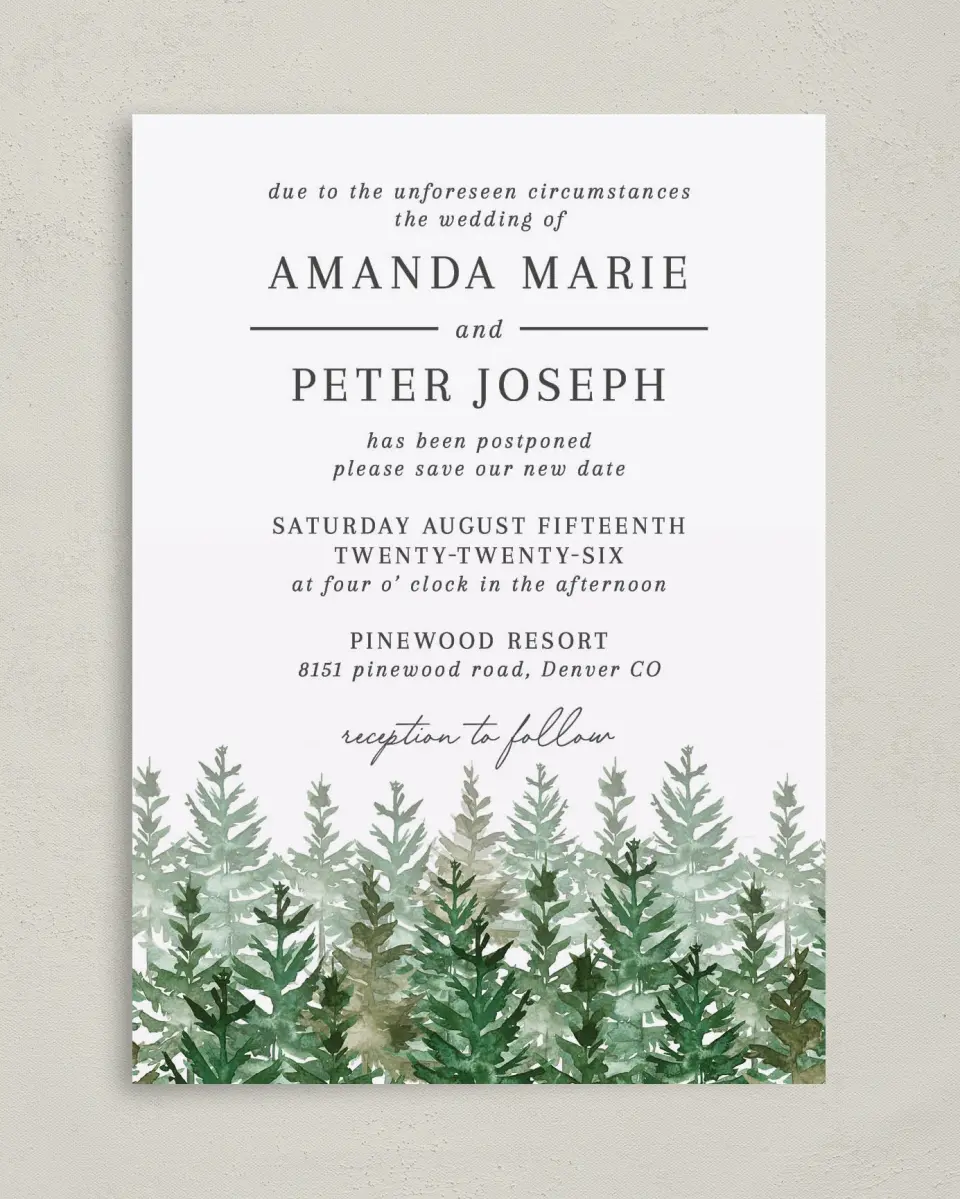 This is a 5" x 7" Change the Date Card called Circumstances printed in full color on Premium Smooth paper