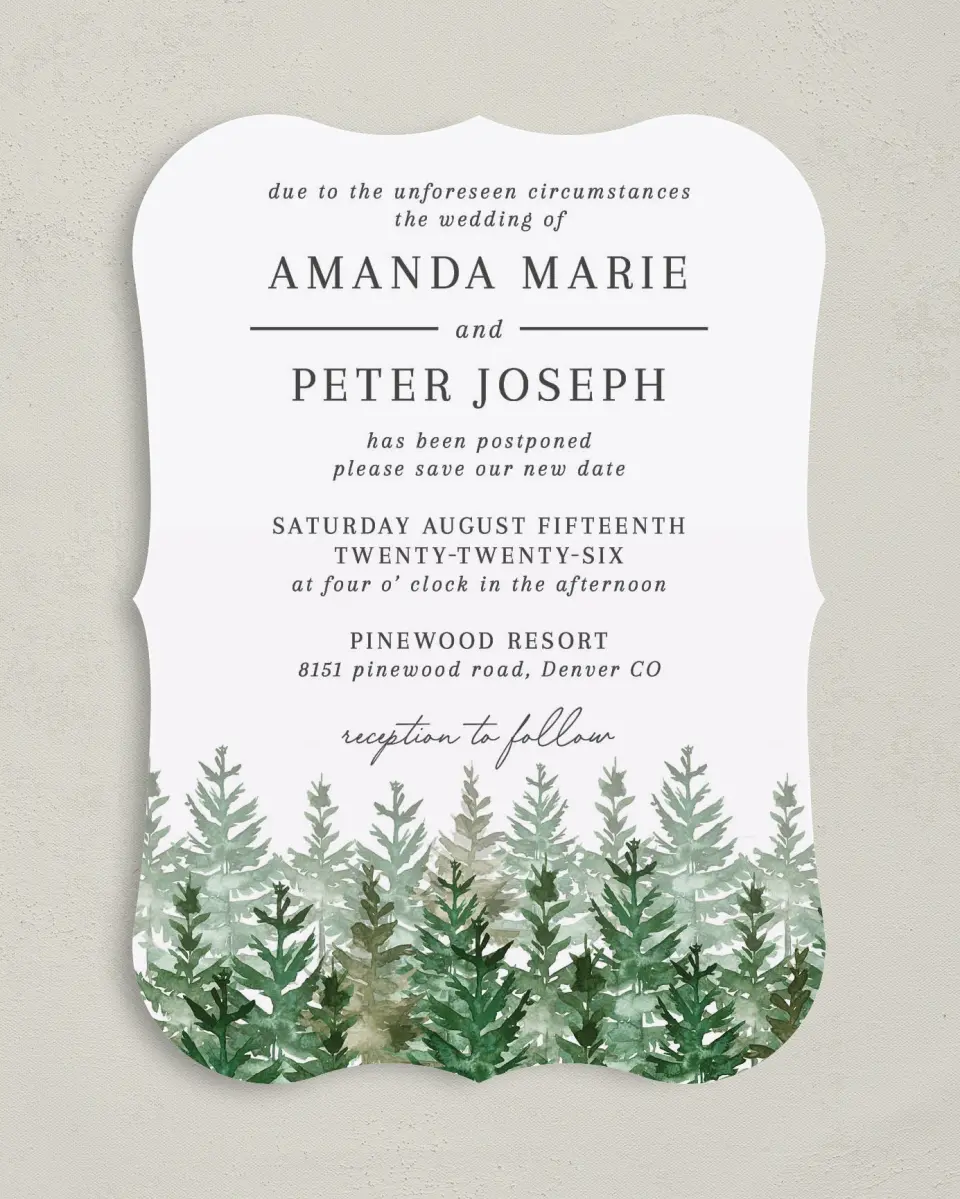 This is a 5" x 7" Change the Date Card called Circumstances printed in full color on Premium Smooth paper