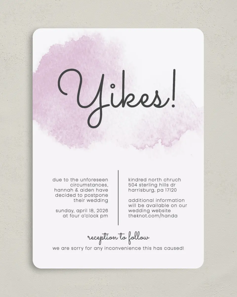 This is a 5" x 7" Change the Date Card called Yikes printed in full color on Premium Smooth paper