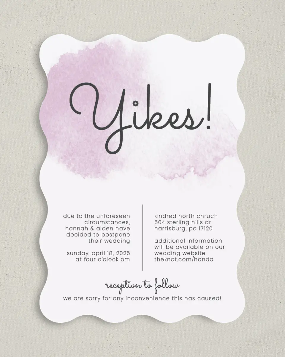 This is a 5" x 7" Change the Date Card called Yikes printed in full color on Premium Smooth paper