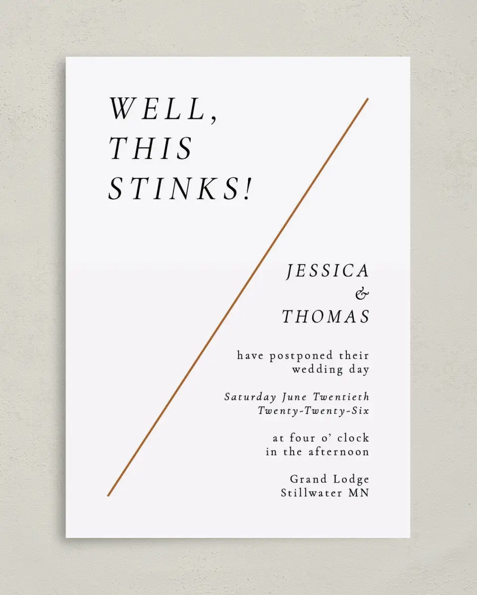 This is a 5" x 7" Change the Date Card called Well, This Stinks printed in full color on Premium Smooth paper