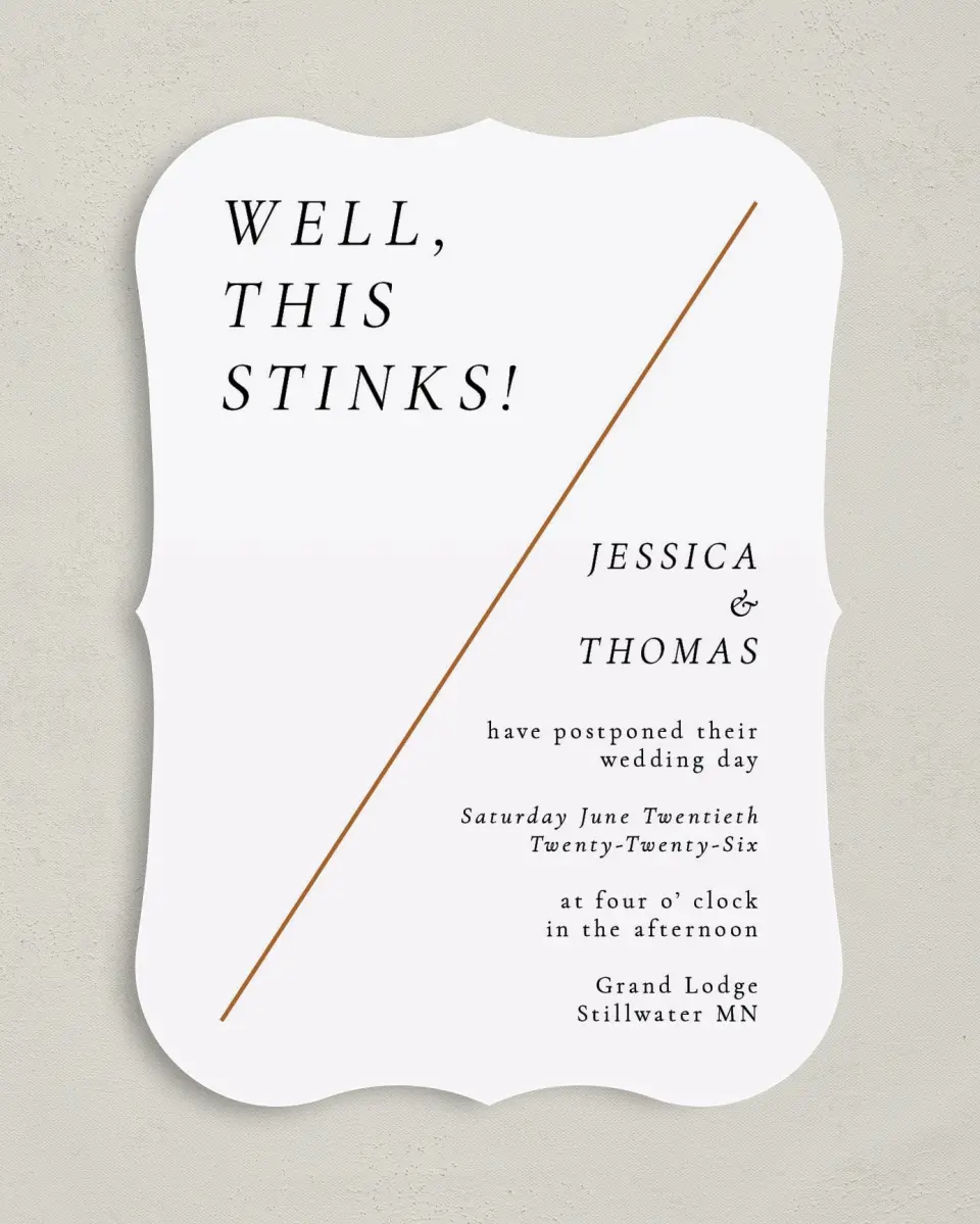 This is a 5" x 7" Change the Date Card called Well, This Stinks printed in full color on Premium Smooth paper